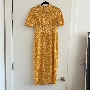 ASOS Floral Yellow Midi Dress size 6